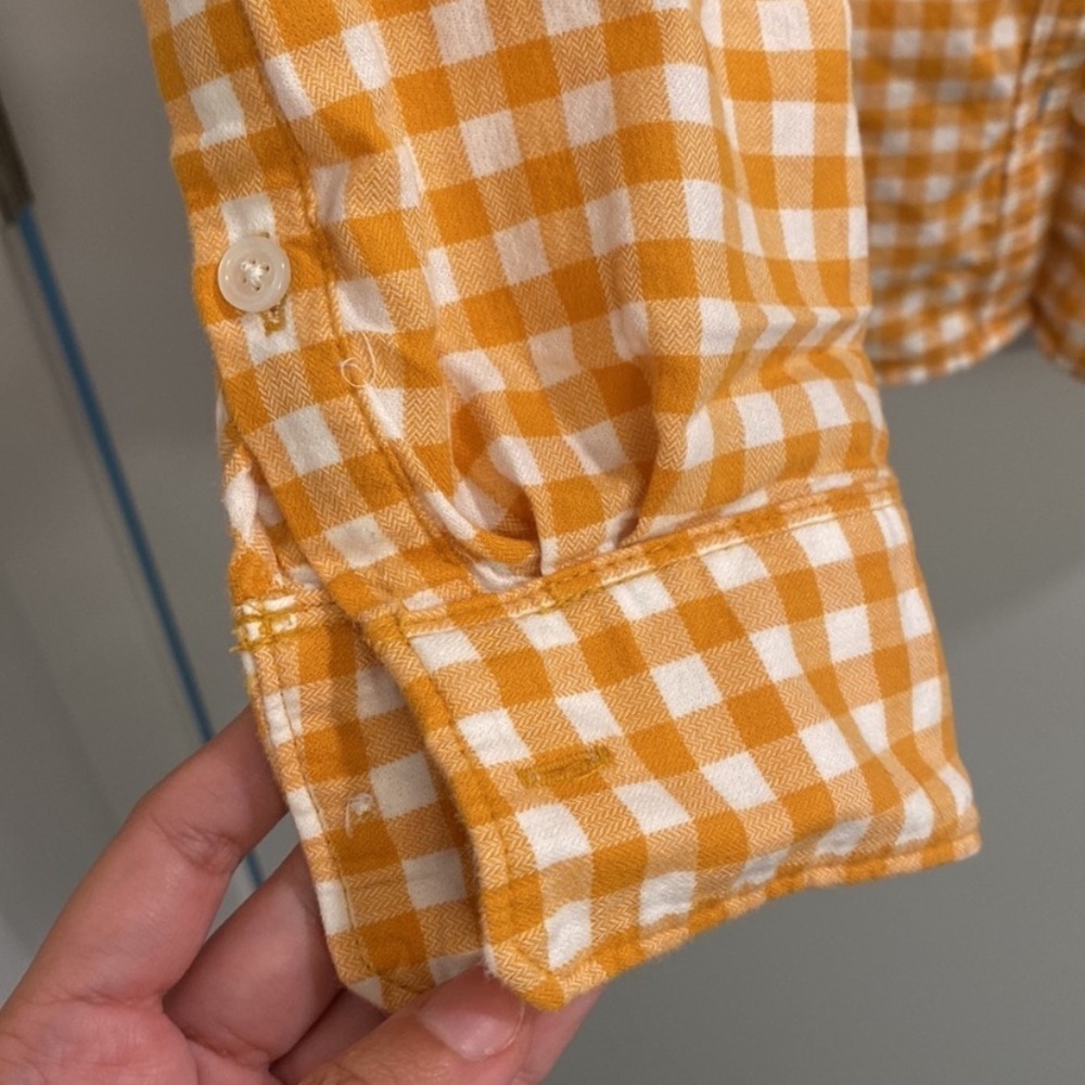 Banana Republic Gold White Gingham Check Button Down Shirt - Picture 5 of 7